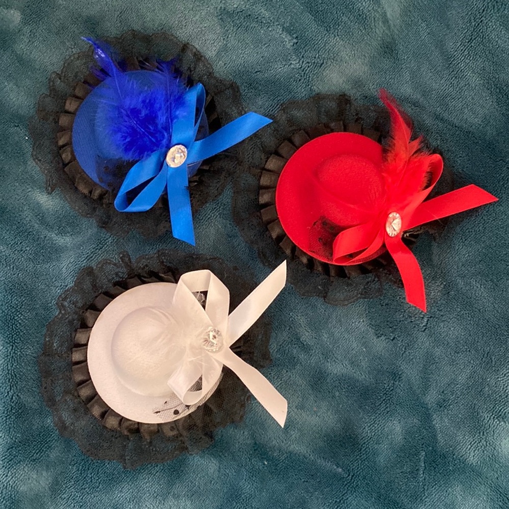 ♥️🤍💙 Hat hair clips.